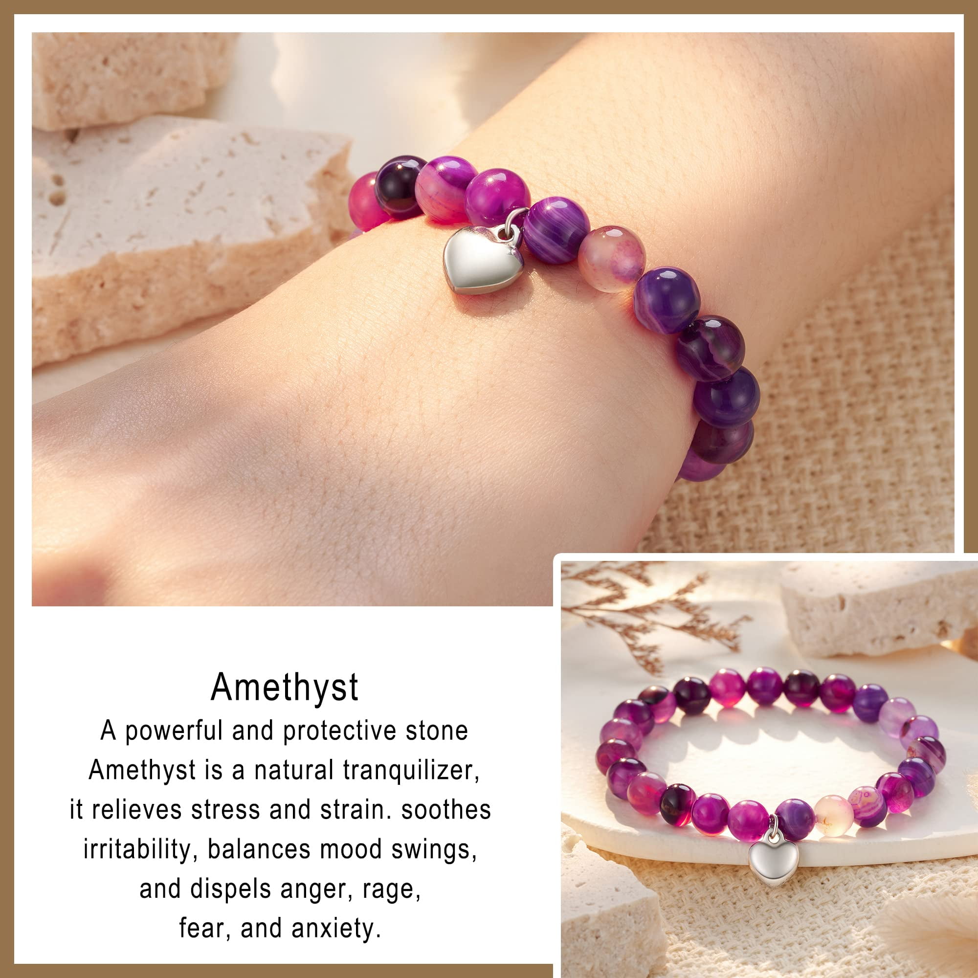Anti Anxiety Bracelet, Pink Crystal + White Pine + Gold Spacer Beads  Natural Stone Healing Stress Relief Handmade Bracelets Calming Bracelets  Spiritua | Fruugo IE
